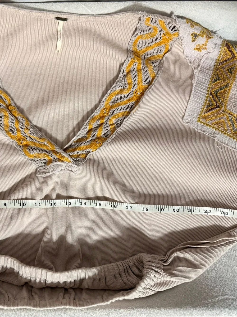 Free People Cross Country V-Neck Embroidered Top M